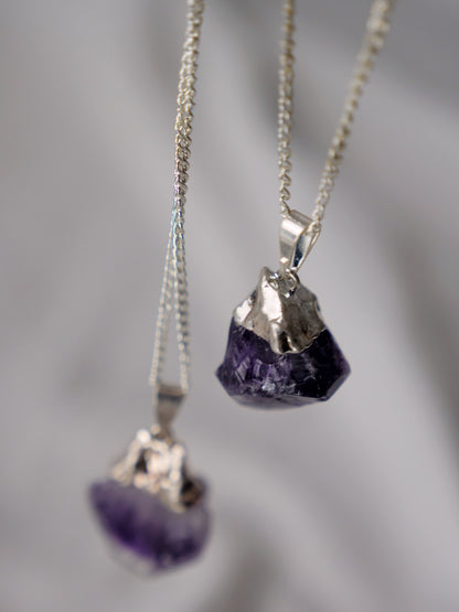 ROUGH AMETHYST SILVER PENDANT